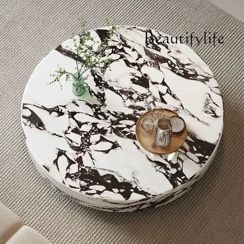 DL Marble Coffee Table, Living Room Home Use, Round Light Luxury, Modern Minimalist Compact Space, Trending Italian P
