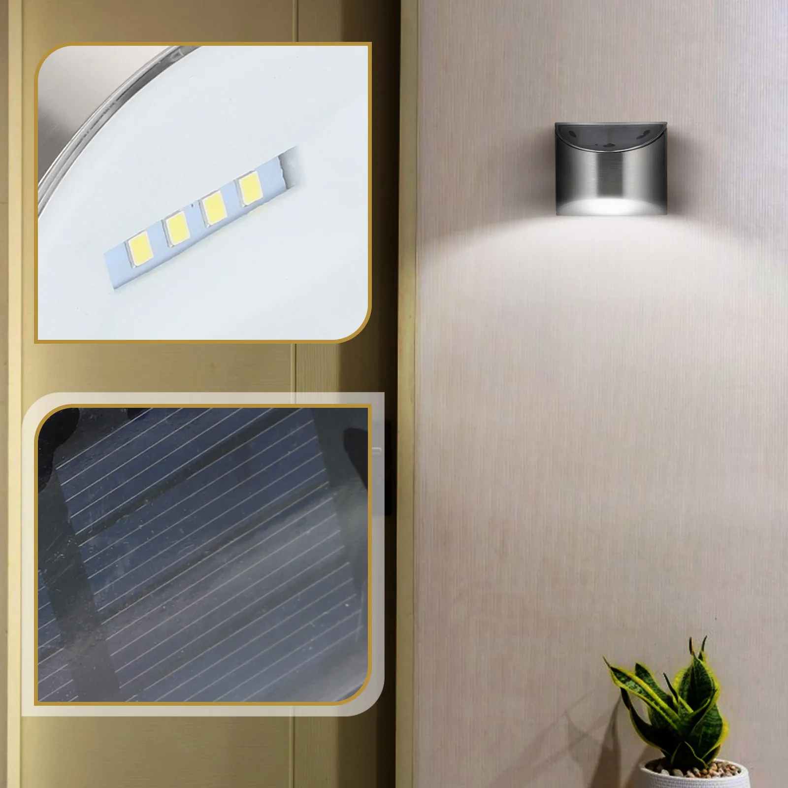 

4 Pcs Waterproof Stainless Steel Wall Light Solar Power Lights for Outdoors Exterior