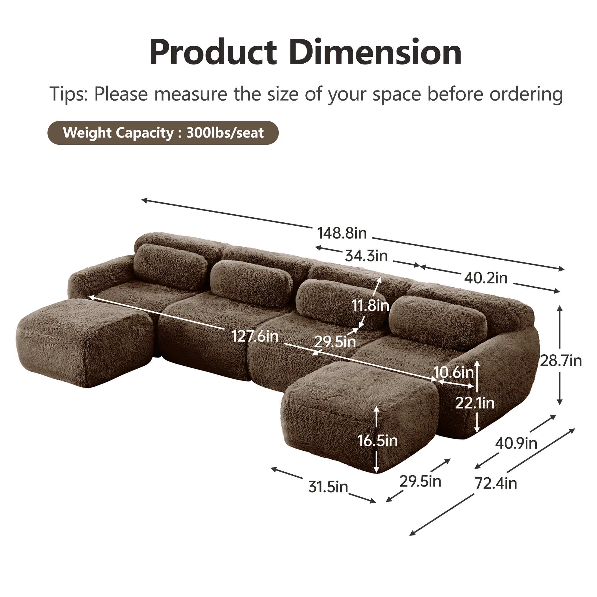U-Shaped Boneless Sofa with 32 - đánh giá và giá Furniture Hardware Connectors