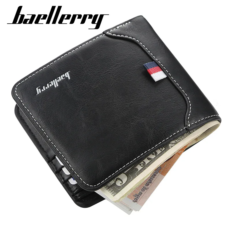 

Baellerry Men's Short Wallet Korean Version Multi-card Slot Three-fold Coin Purse Youth Horizontal Money Clip Card Pack Men