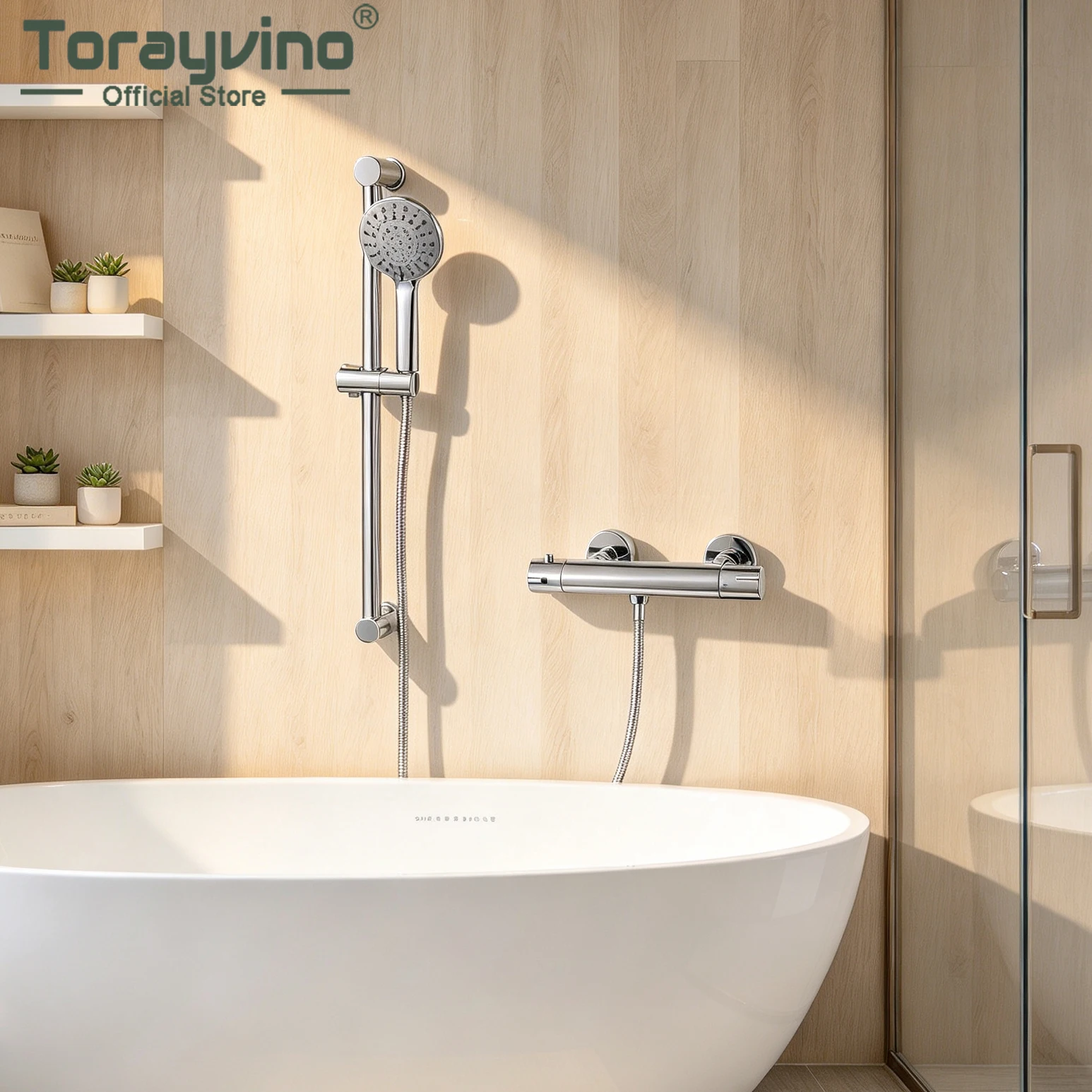 Torayvino Thermostatic Bathroom Chrome Bathtub Shower Faucet Set Tub Wall Mounted Sink Faucets Shower Systerm Bath Mixer Tap