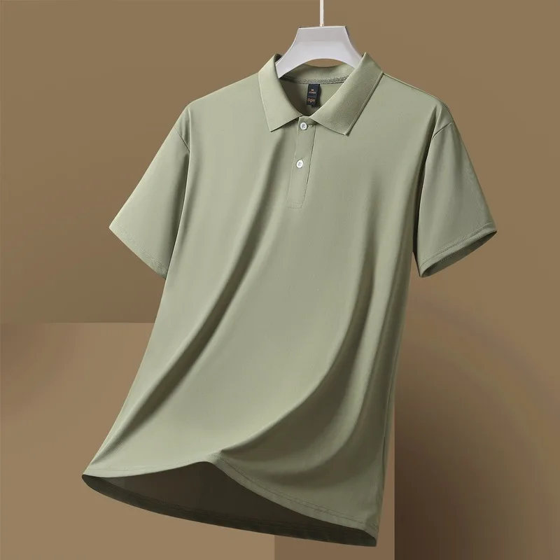 2025 Ice Silk Seamless Mens Shirt Lapel Tshirt Short Cool Feeling City Walk Suitable Clean Fit Style Triacetate Fiber