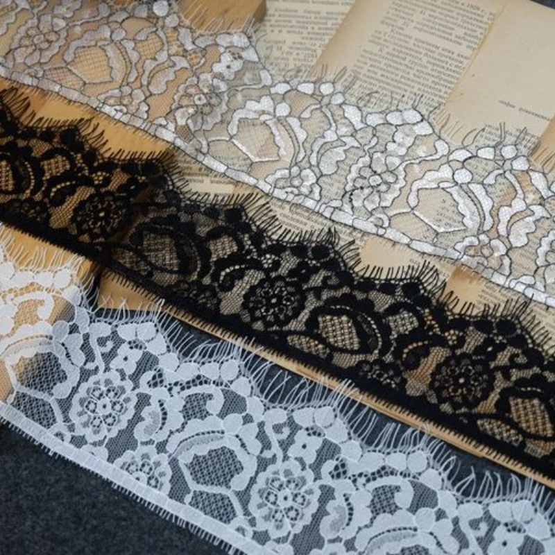 (3 Yards/Piece) Off White Black Lace Fabric Webbing Clothing Accessories Lace Material Handmade DIY Ribbon