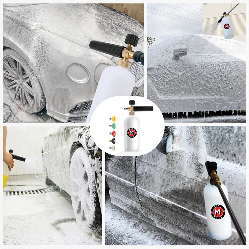 Schneeschaumlanze, Schaumkanone mit 1/4 Schnellanschluss, verstellbarer Seifenspender, Schaumflaschendüse für Druck, Autowaschanlage, 1 l – Detail 8