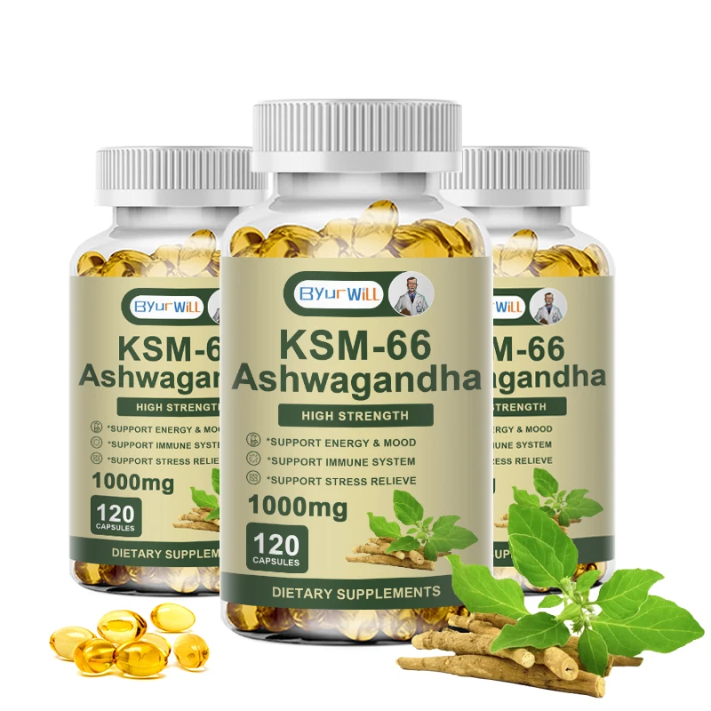 KSM-66 Ashwagandha Root Extract Capsules, Relieve Stress Improve Mood & Energy Support Immune System Herbal Dietary Supplement