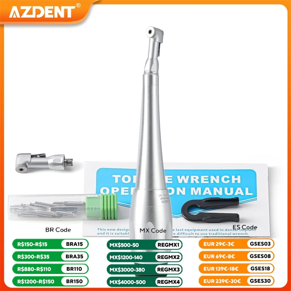 AZDENT zestaw implantów dentystycznych klucz dynamometryczny rękojeść z 16 szt. Driverów uniwersalna głowica zatrzaskowa 7 poziom momentu obrotowego