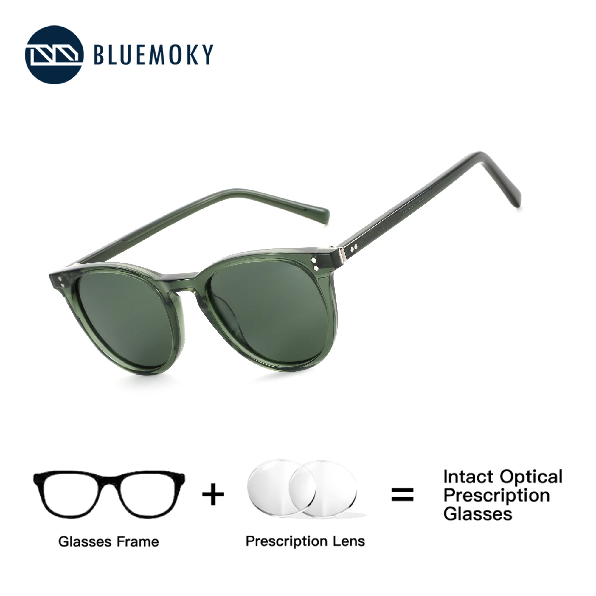 BLUEMOKY Round Acetate Prescription Sunglasses With UV400 Polarized Protection Graduated Sun Glasses Woman Sunscreen Eyeglasses