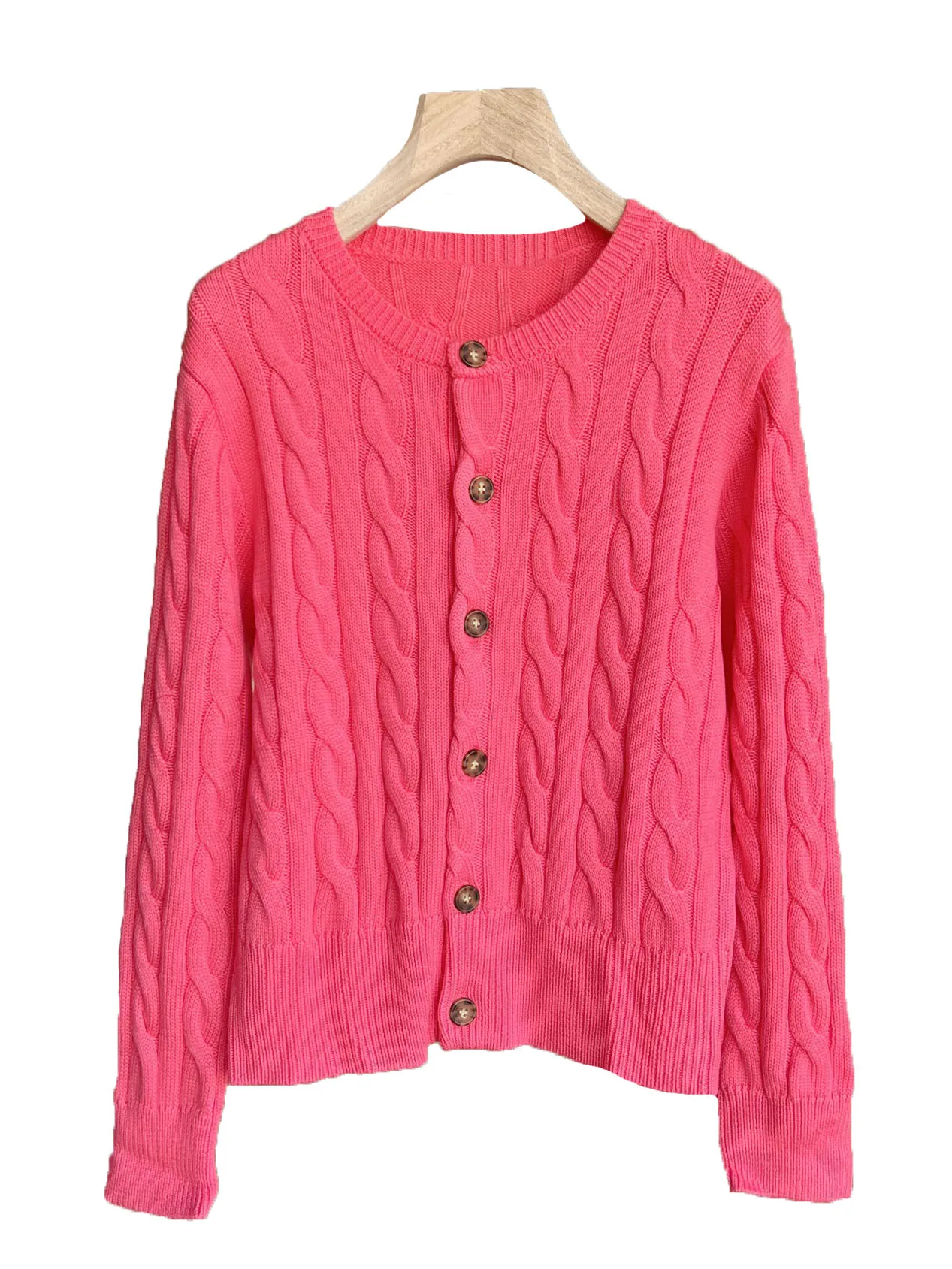 

Cardigan jacket round neck short loose version of solid color single-breasted design warm and comfortable 2023 winter new 1121