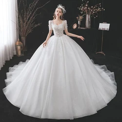 Customized ZJ4028 2025 Princess Sweetheart Short Sleeve Wedding Dresses Puffy Vintage Ball Gown Dresses Bridal Gowns