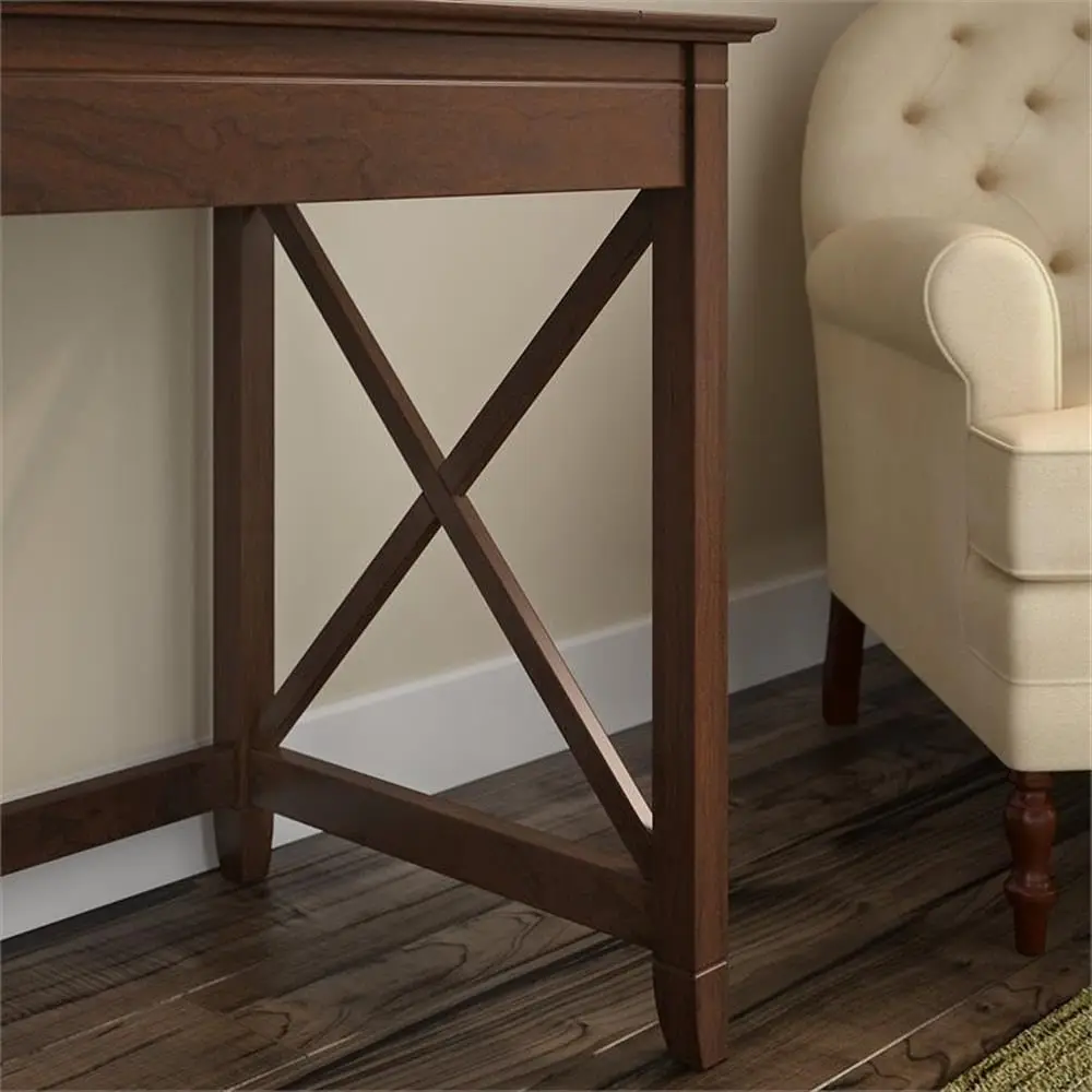 54W Computer Desk with Storage, 2 Drawer Lateral File Cabinet and 5 Shelf Bookcase in Bing Cherry