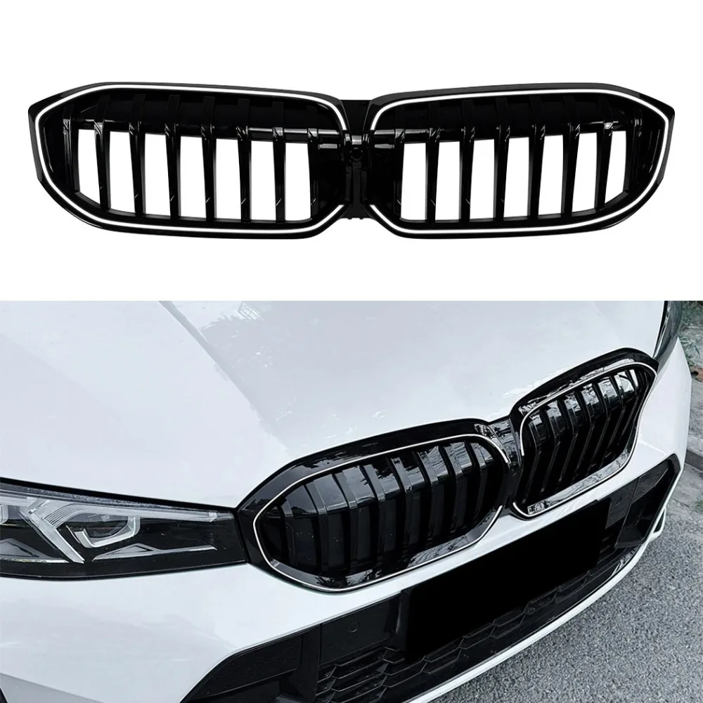

With Light Front Kidney Replacement Double Grill Grille For BMW 3 Series G20 G21 LCI 2023 2024 2025 Front Grille Racing Grills