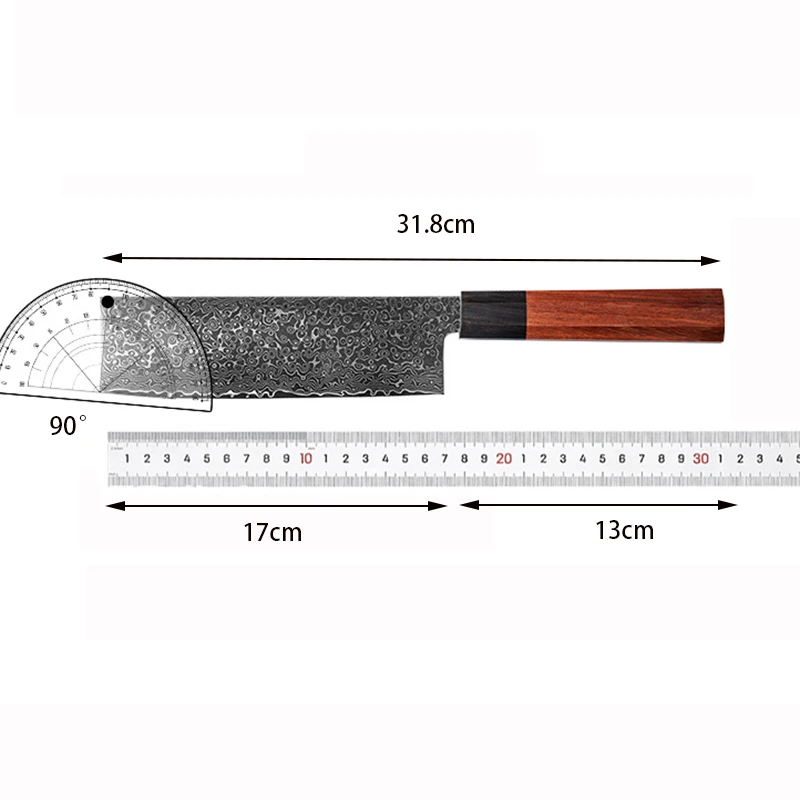 6.9 Inch Nakiri Knife 67-layers Damascus Steel Blade Wood Handle Slicing Vegetables Sushi Cleaver Meat BBQ Kitchen Sharp Knife
