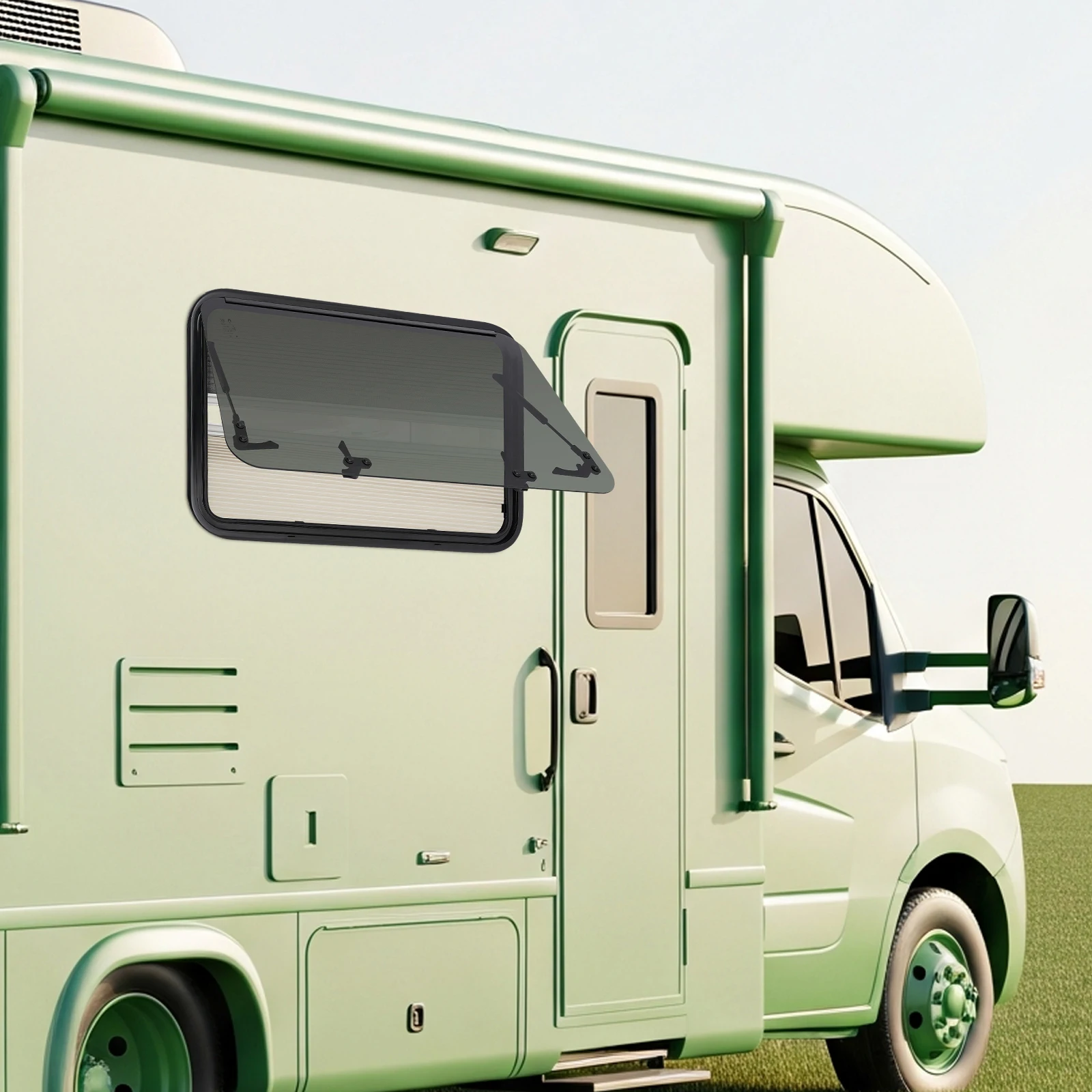 RV Ausstellfenster 800x500mm mit Insektenschutz und Sonnenschutz für Wohnmobile/Camper/Vertikale Anhänger