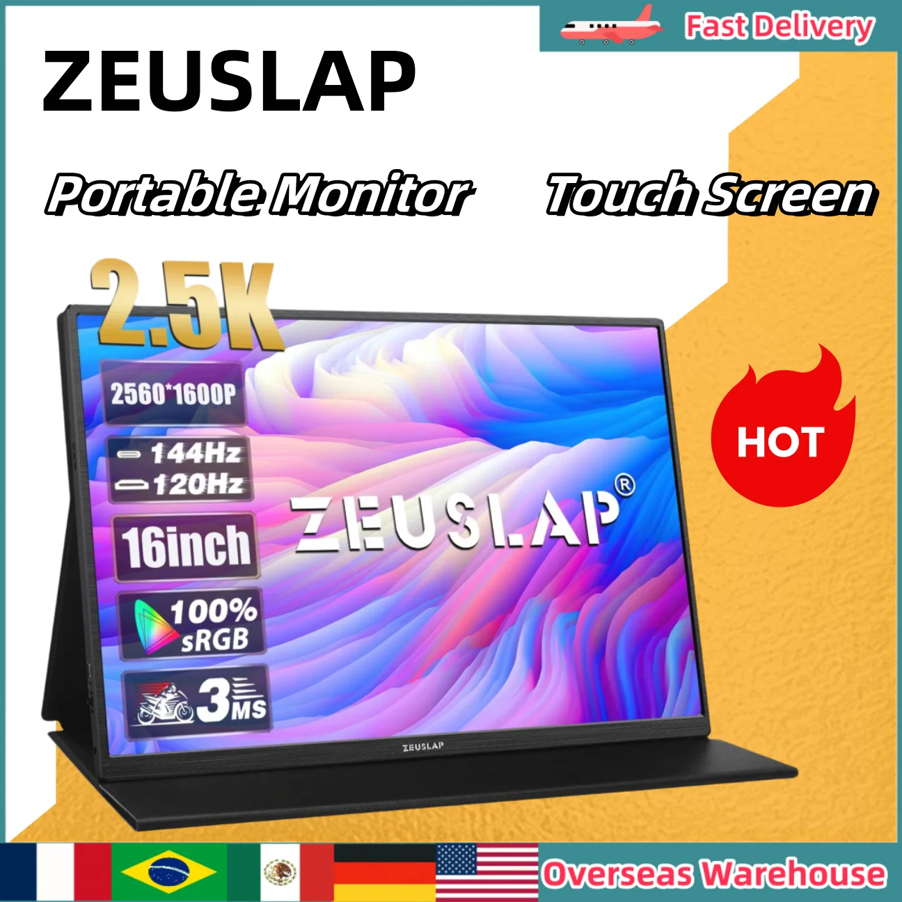 ZEUSLAP Portable Monitor Touch Screen 16