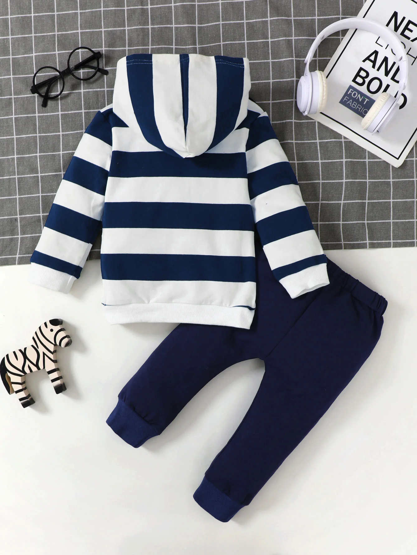 Toddler Baby Boy Fashion Summer 2PCS Outfit Striped Hoodie Sweatshirt + Jogger Pants Tracksuit Set for 0-3Y Casual Kids Wear