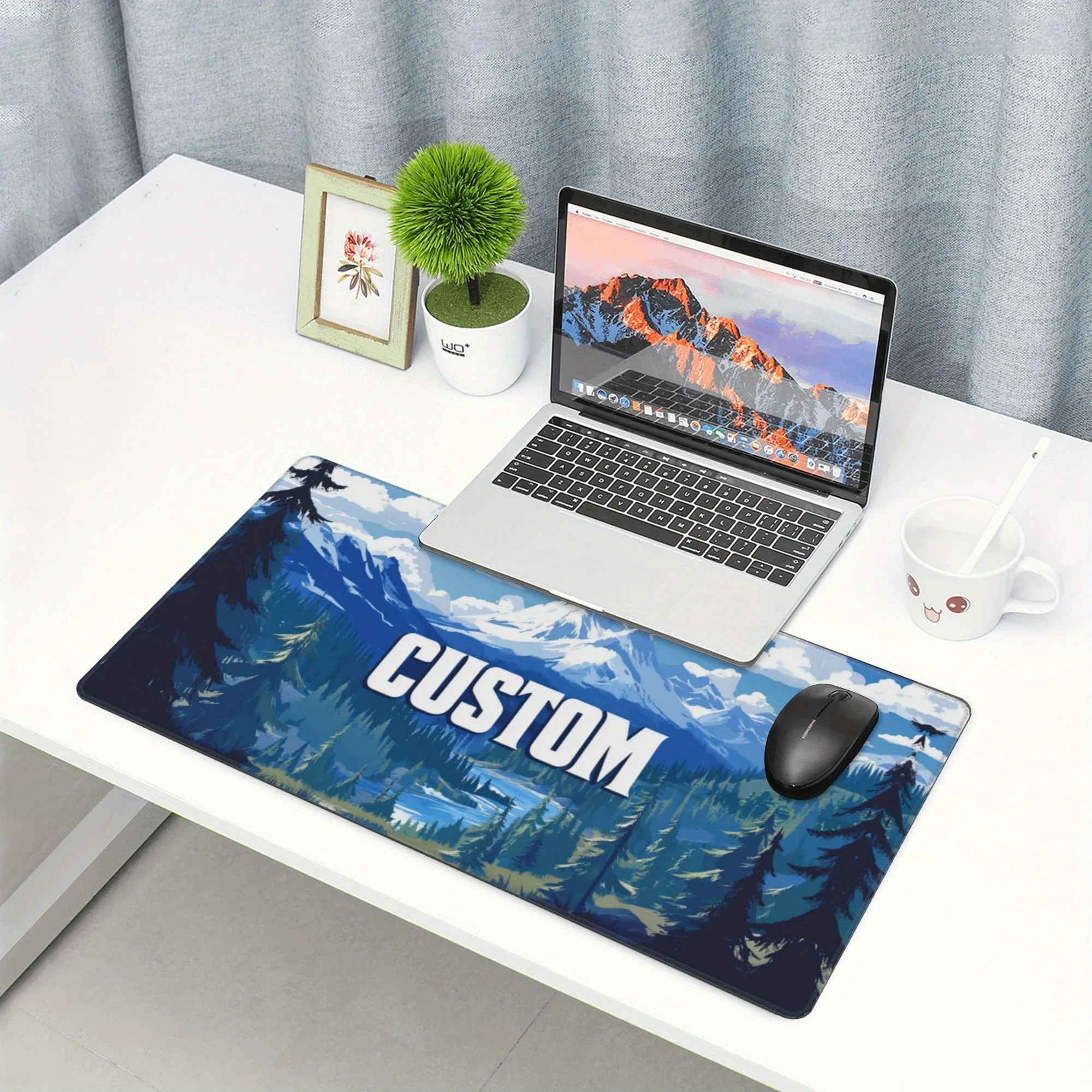 Customizable Photo Logo Landscape Desk Mat, Bright Color HD Print Ergonomic Mouse Pad For Office Game Wedding Souvenir