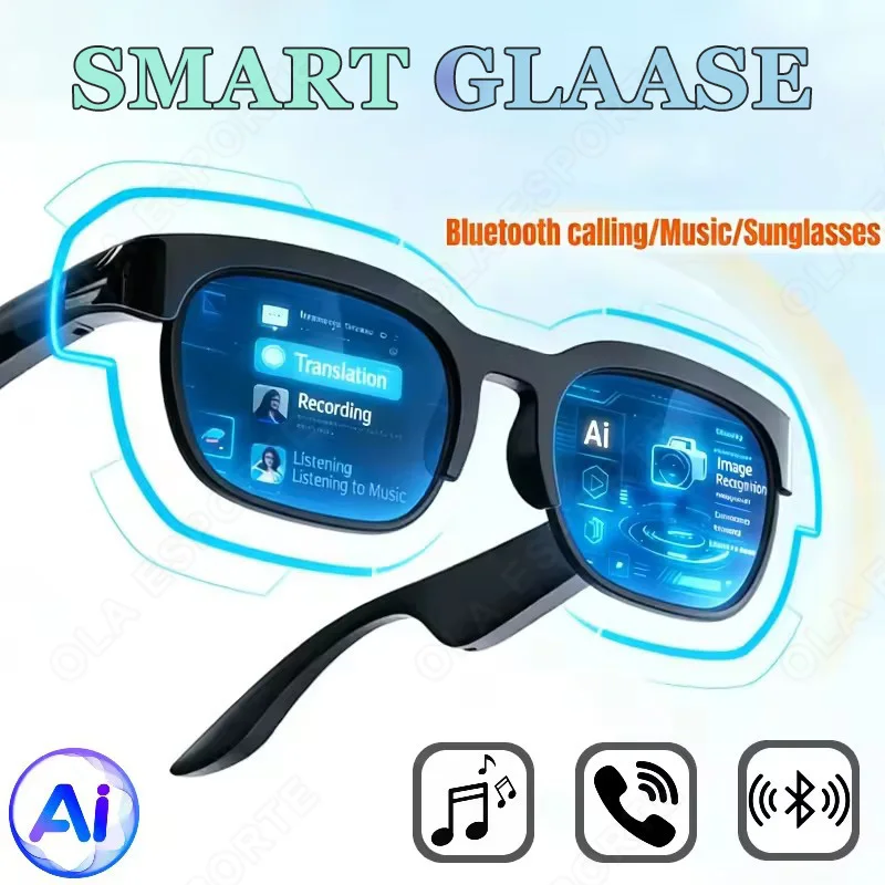 New Camera Control Smart Glasses Music Sunglasses Headphones Wireless Bluetooth Call Headset HIFI Audio glasses For Android IOS