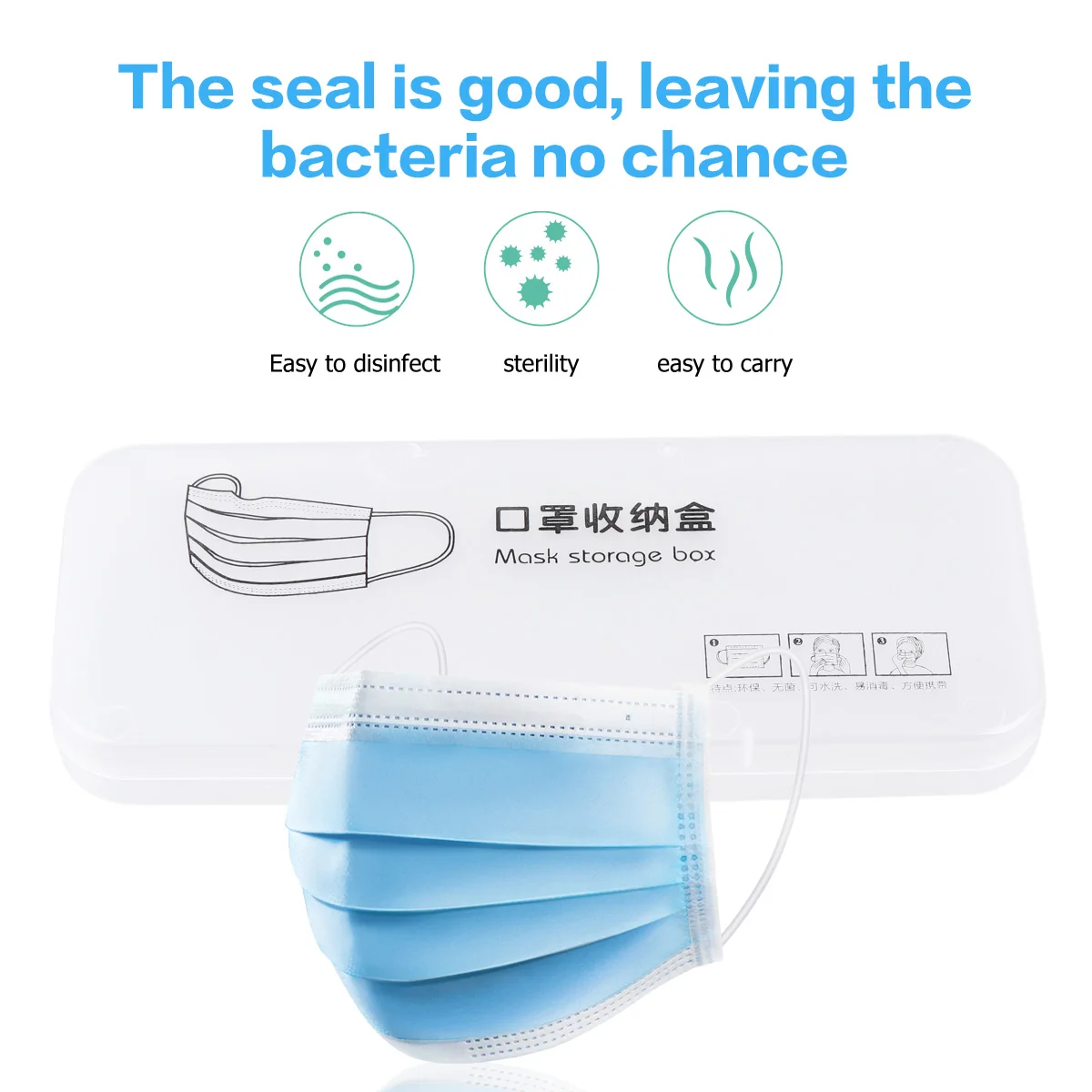 2pcs Disposable Face Mask Storage Box Transparent Pp Container For Desktop Drawer Cabinet Use Hygienic Sundry Organizer