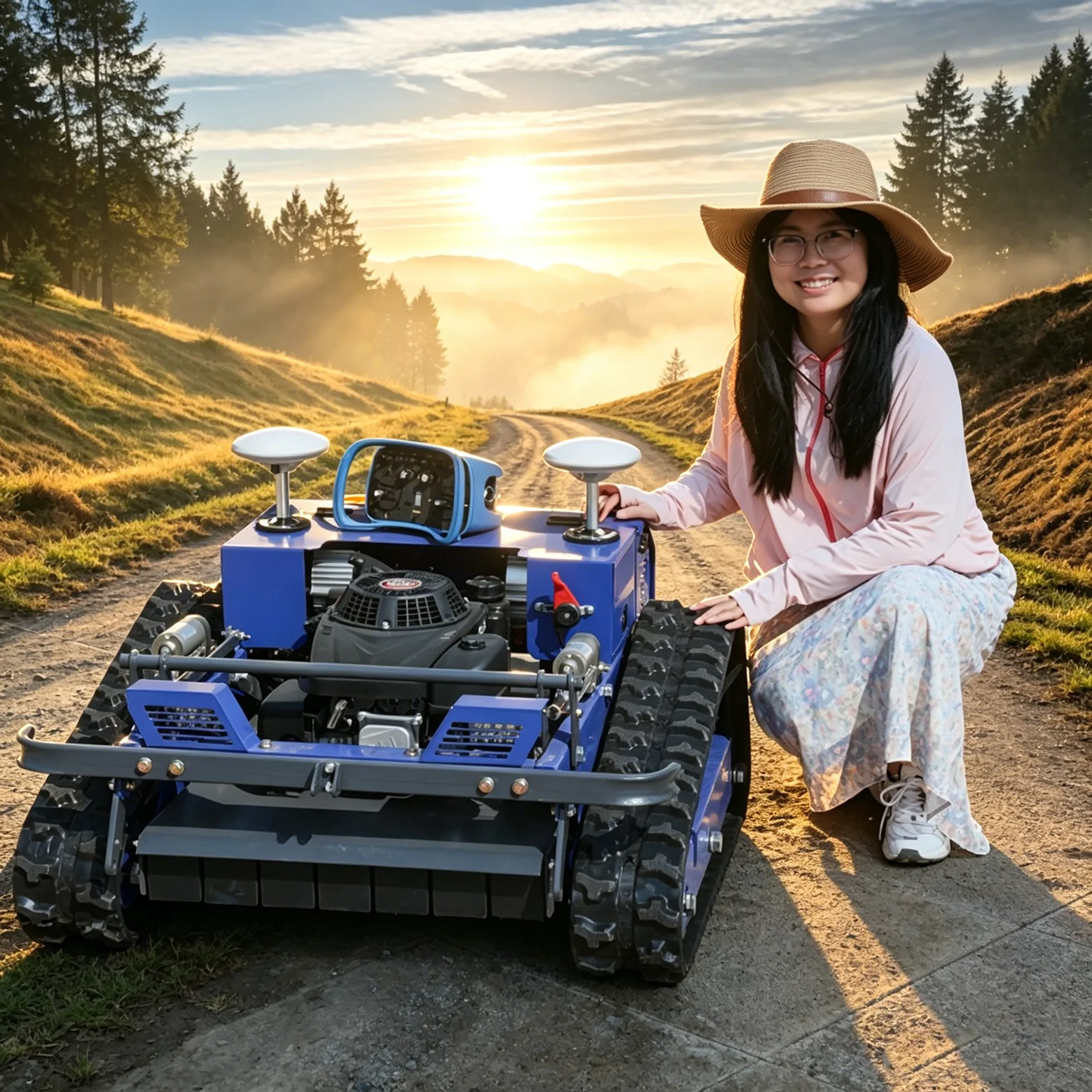 

Customized remote-controlled tracked fully automatic lawn mower, electric all terrain orchard weeding machine (diesel type)