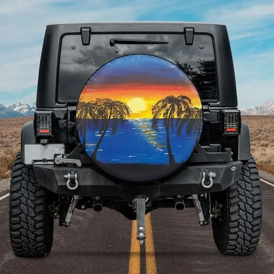 Unique Beach Sunset Painting Spare Tire Cover 32