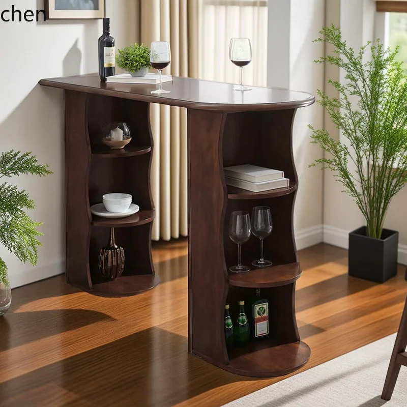 DSA Solid Wood Bar Table Small Apartment Bar Table Partition Long Home Table and Chair Set