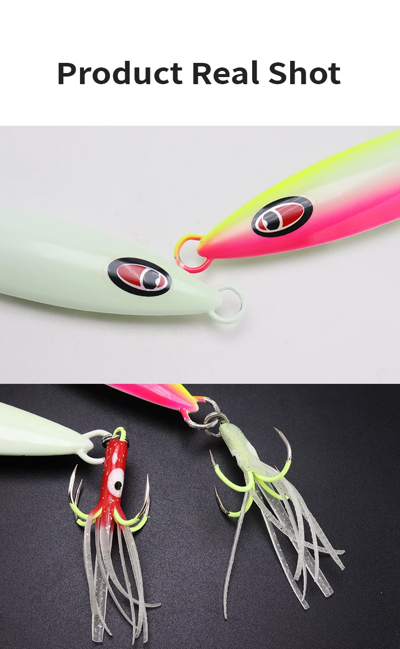 ZYZHE 1 Stück Meeresangelköder Pencil Bait 180/250G JIG Simulierter Kunstköder mit Haken Leuchtender Boot-Angelköder JIG – Detail 8