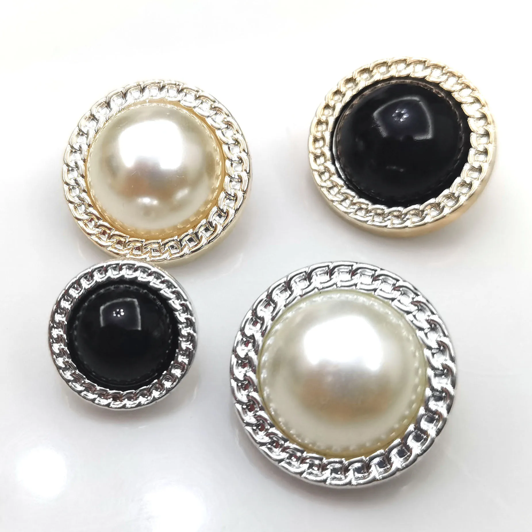 30Pcs/lot Pearl Double Splicing Plastic Round Phnom Penh Button High End Shirt Clothing Women's Sweater Hand Sewn Button N823