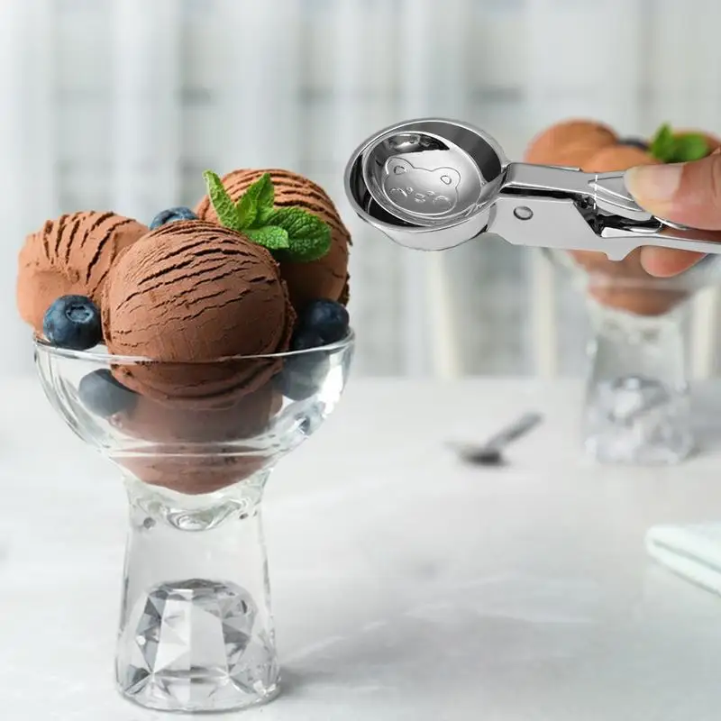 Cuchara multifuncional para helado, cuchara para melones con gatillo de liberación, herramientas para helado, cuchara para masa de galletas, Scooper, accesorio de cocina