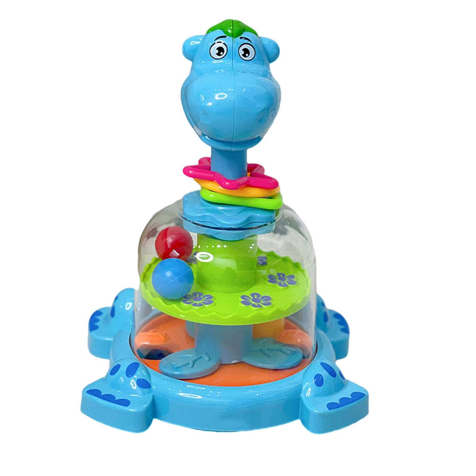 Giocattolo spinner con sfera spinta e rotazione per i più piccoli Giocattolo popper con palla divertente per animali dei cartoni animati con giocattolo educativo sonoro per neonati