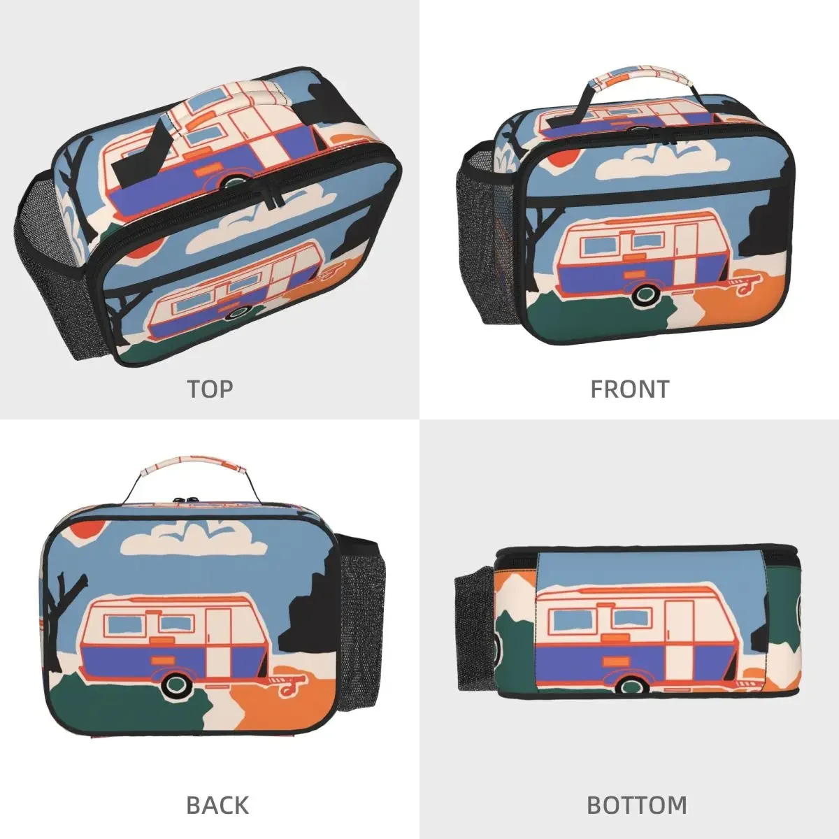 Retro Vintage Eriba Caravan Insulated Lunch Bag for Women Office Cooler Thermal Food Box Tote Portable Lunch Boxes Container