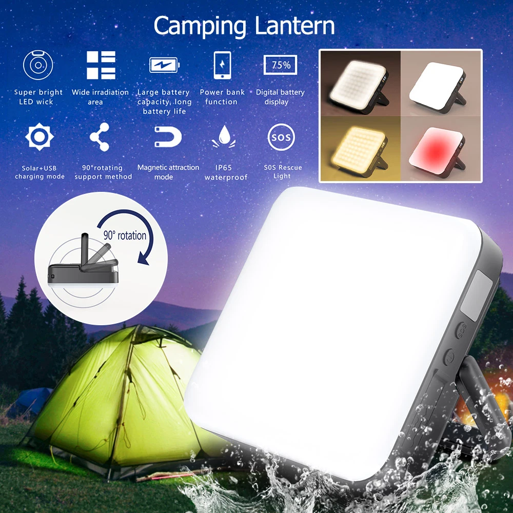 Camping Lantern LED Tent Light Rechargeable Lantern Portable Emergency Night Market Light Outdoor Camping Bulb Lamp Flashlight