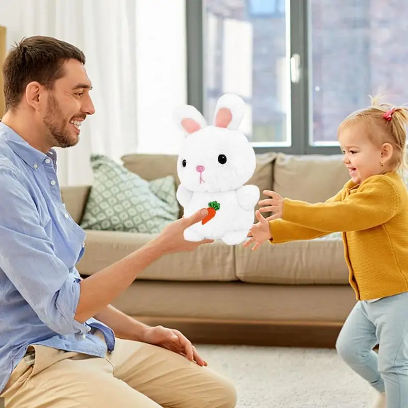 Juguete de peluche de conejo, bordado de zanahoria, diseño educativo, peluches bonitos, productos periféricos interactivos