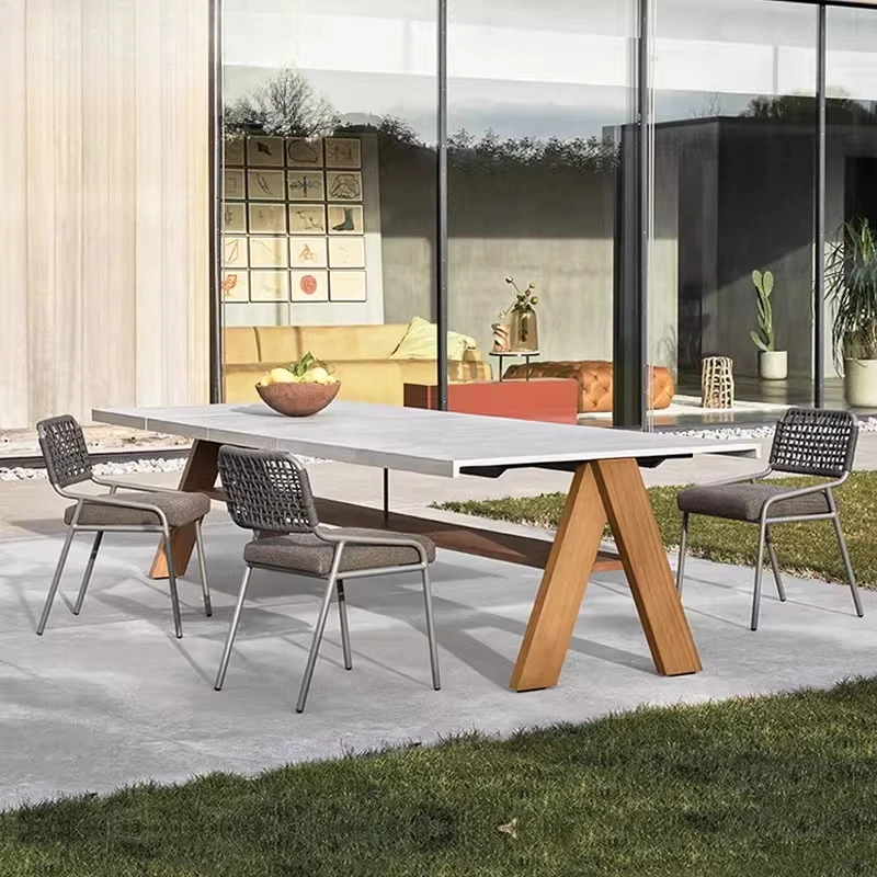 Garden rattan chair teak waterproof outdoor outdoor garden terrace leisure table and chairs
