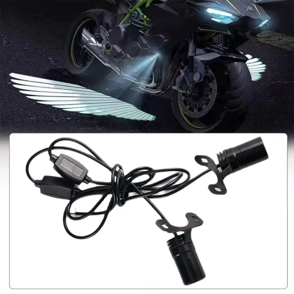 1 Pair Motorcycle Angel Wings LED Underbody Light Projector Welcome Light Decorative Atmosphere Lamp Bright Illumination Easy