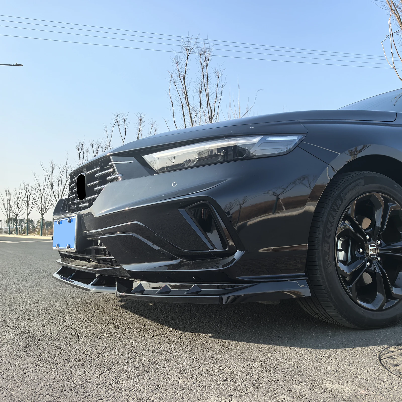 

For Honda Accord 11th 2023-2026 Sedan 4-Door Front Bumper Spoiler Lip Gloss Black Lower Splitter Blade Guard