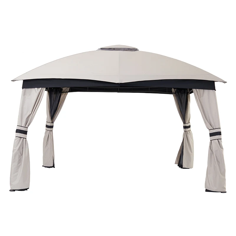 

3*3M Patent Construction Arched Legs & Polyester Dome Top Design Gazebo With Netting For Jardin