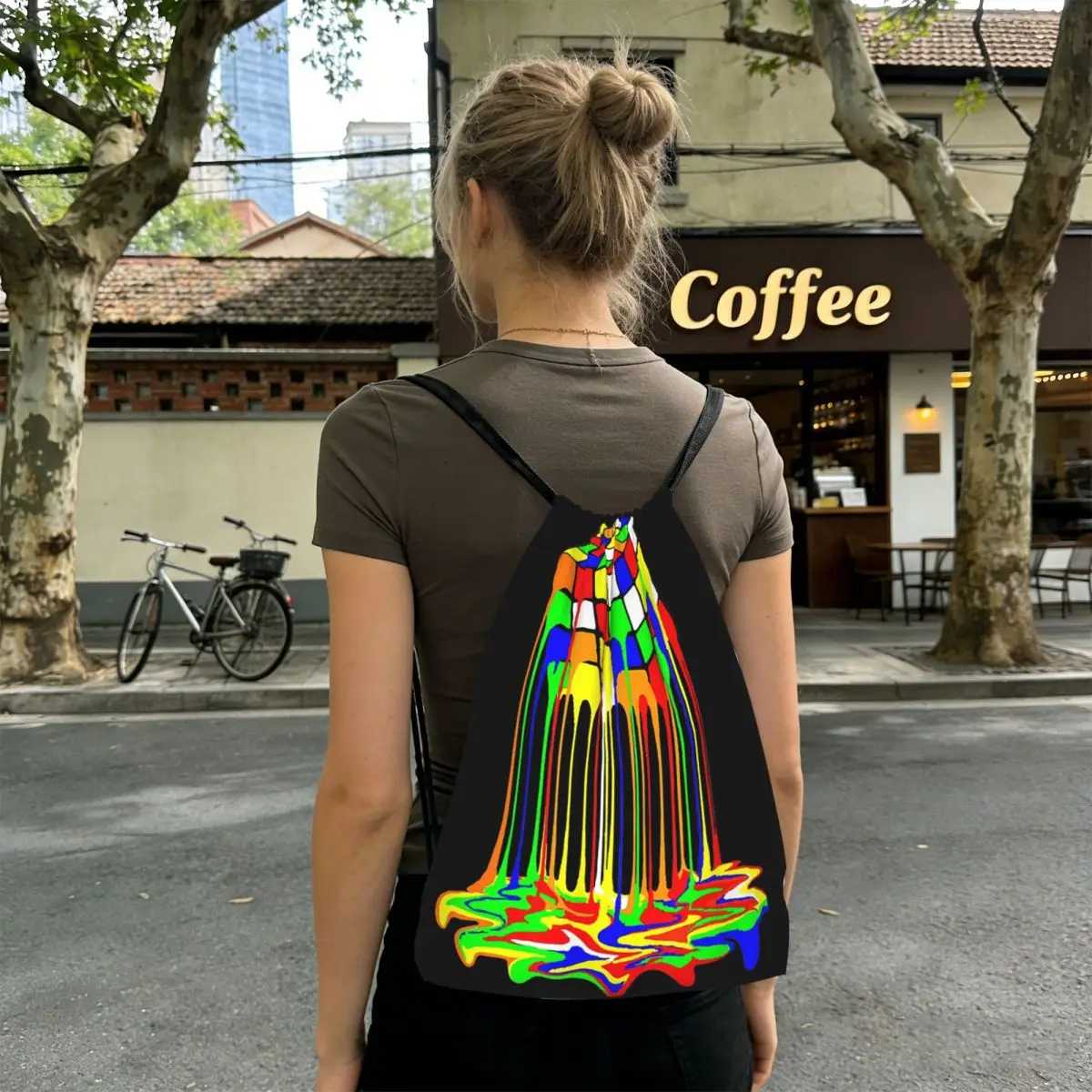 Math Rubiks Rubix Cube Backpacks Portable Drawstring Bags Sundries Bag Book Bags for Travel Students
