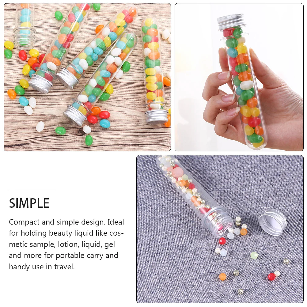 50pcs 45Ml Test Tube Bottles Transparent Portable Storage Tubes For Candy Liquid Samples Multipurpose Pet Plastic Tubes Lab