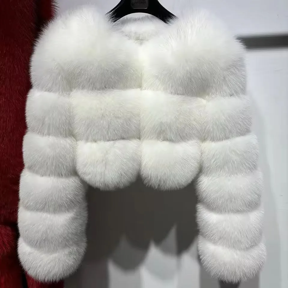 Women Faux Fox Fur Coat Solid Short Jacket V Neck Solid Long Sleeve Thick Warm Fur Office Lady Elegant Casual 2026 Autumn Winter