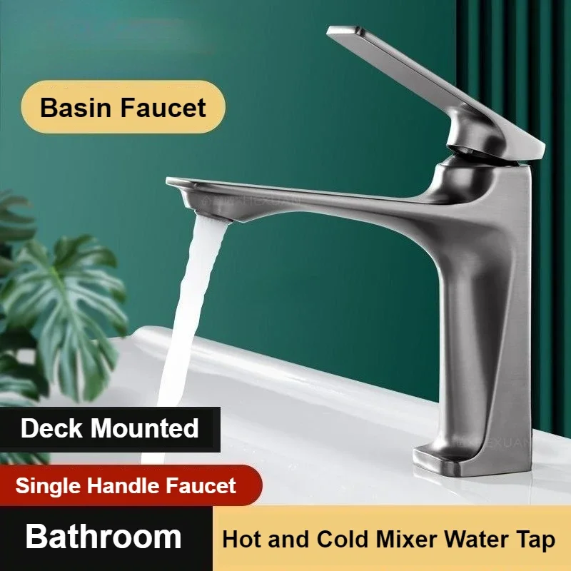 

Bathroom Mixer Faucets Household Hot and Cold Water Tap Bathroom Faucet Splash Proof Single Handle WashBasin Sink Faucet