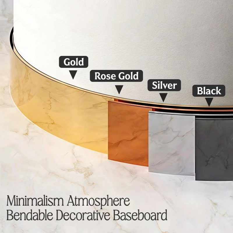 Bendable Stainless Steel Skirting Line Wall Panel Self Adhesive Mirror/Brushed Waterproof Wall Tile Edge Baseboard Wall Sticker