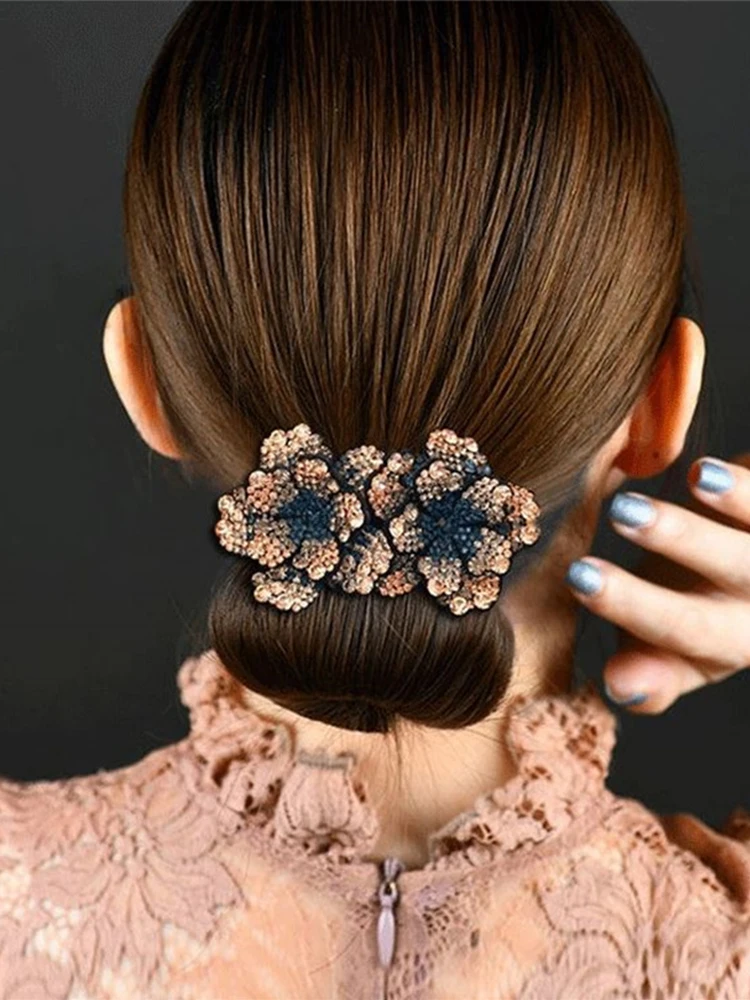 Rhinestone Hair Claw for Women Flower Hair Clip Barrettes Crab Hair Clamps Crystal Ponytail Holder Hairpin Band Hair Accessories