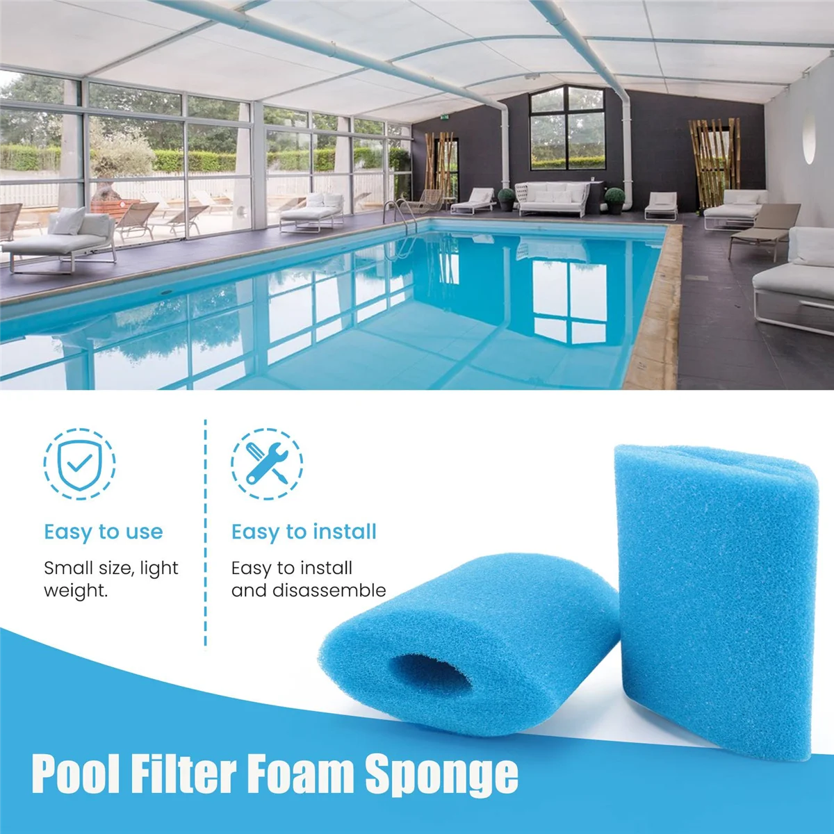 Spugna filtrante per piscina da 4 pezzi per tipo H strumento detergente per vasca idromassaggio lavabile riutilizzabile per filtro In spugna tipo H In-Tex