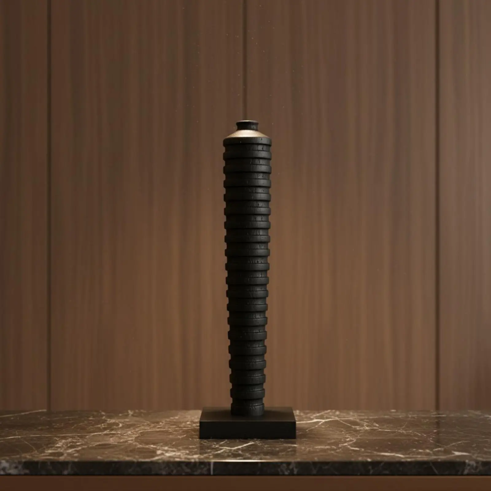 

Tall Wooden Bud Vase Handmade Wooden Spindle Vase House Decoration Carbonized Finish for Desktop, Shelving Unit