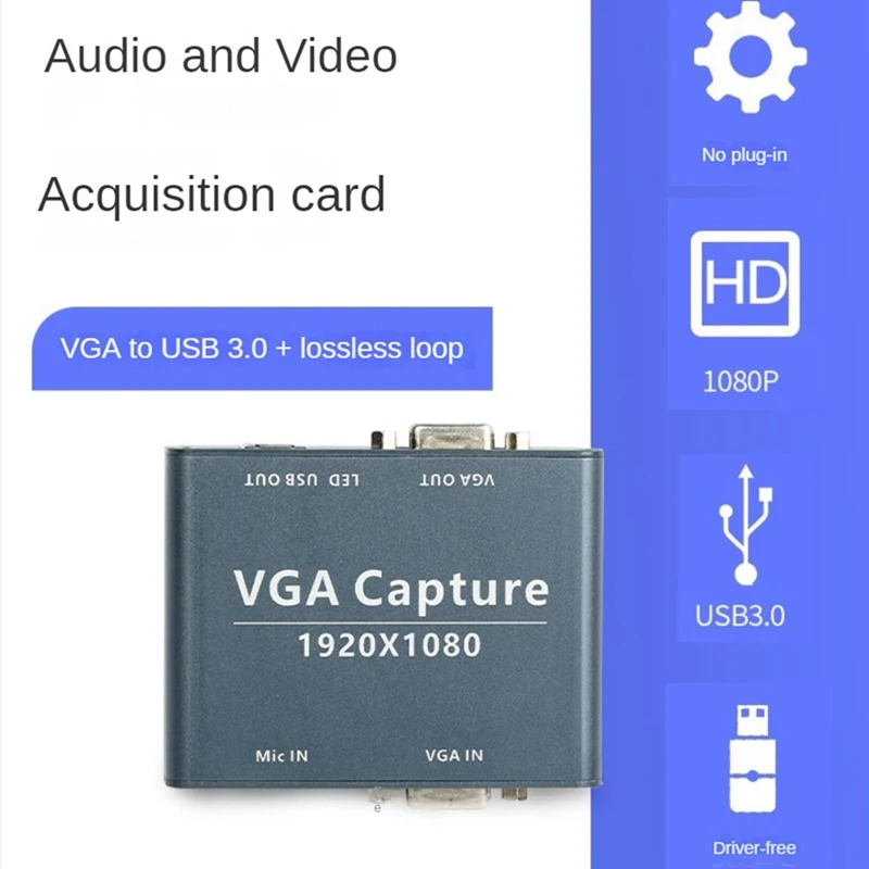 VGA To USB Capture 1080P Audio And Video Capture VGA Input And USB Output Compatible With Android, Windows, Linux System