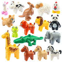 Big Particle Building Blocks Movable Cute Zoo Animals Kangaroo Duplo Accessories Smooth Material Educational Toys For Children