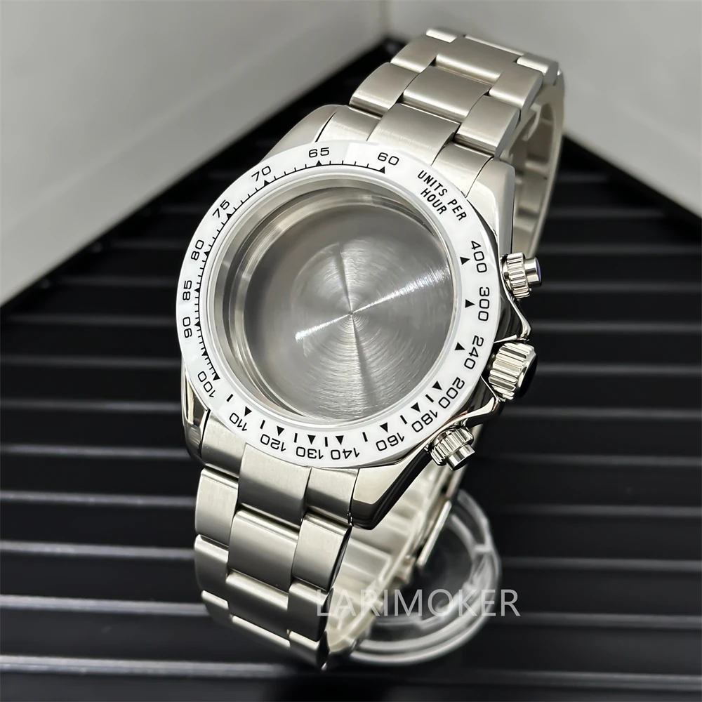 BLIGER 39mm case Stainless steel for VK63 Sport Sapphire Glass 10ATM waterproof rotary crown quartz watch accessories