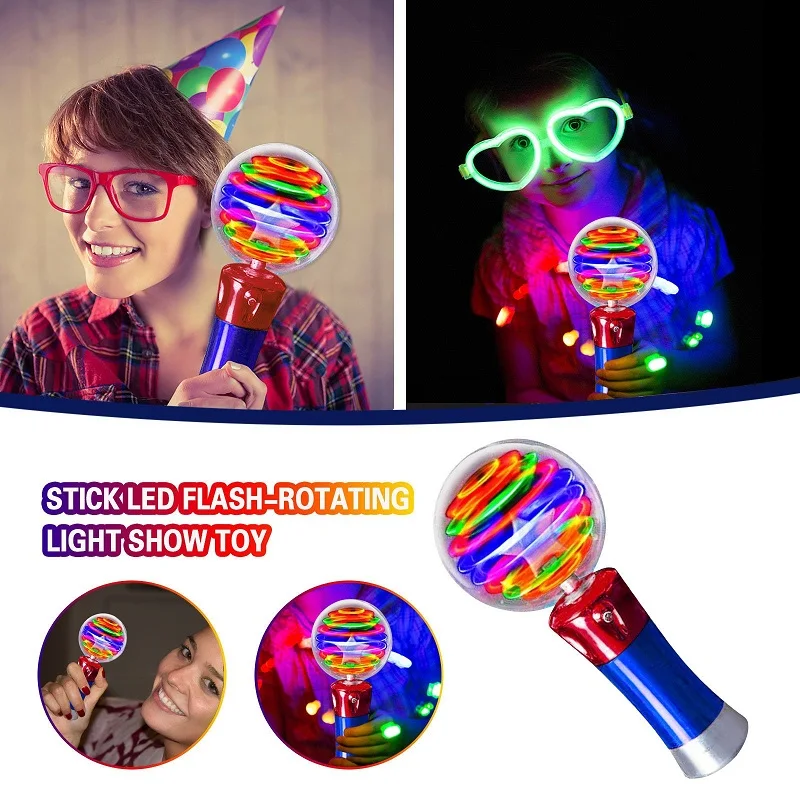 Orbiter Spinning Magic Wand LED Light Toy Handheld Novelties  360 Degree Rotate Gift with Music For Kid Birthday Christmas Party