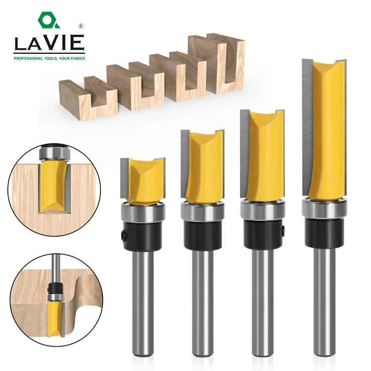 Lavie-flush Trim Straight Bit com Bering Dobradiça Mortising Router Cortador de Madeira Padrão Mc09061 mm 1pc