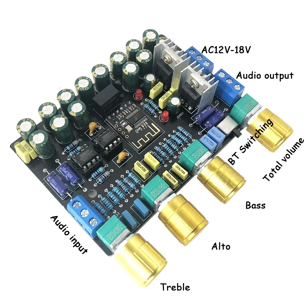 Bluetooth Preamp 2.0 Channel Tone Board HIFI Decoding 5532 2604 OP AMP Sound Tuning Board AC12-18V LDAC